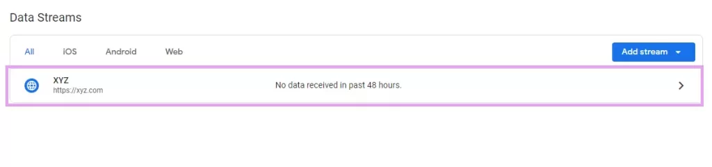 data stream in google analytics