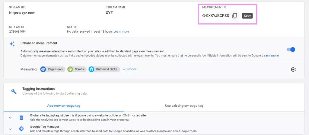 measurement id in google analytics