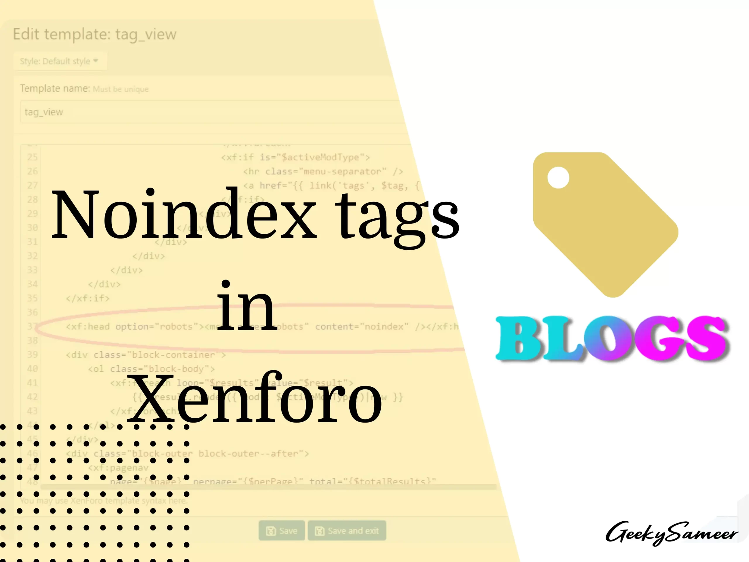 how to no index tags in xenforo
