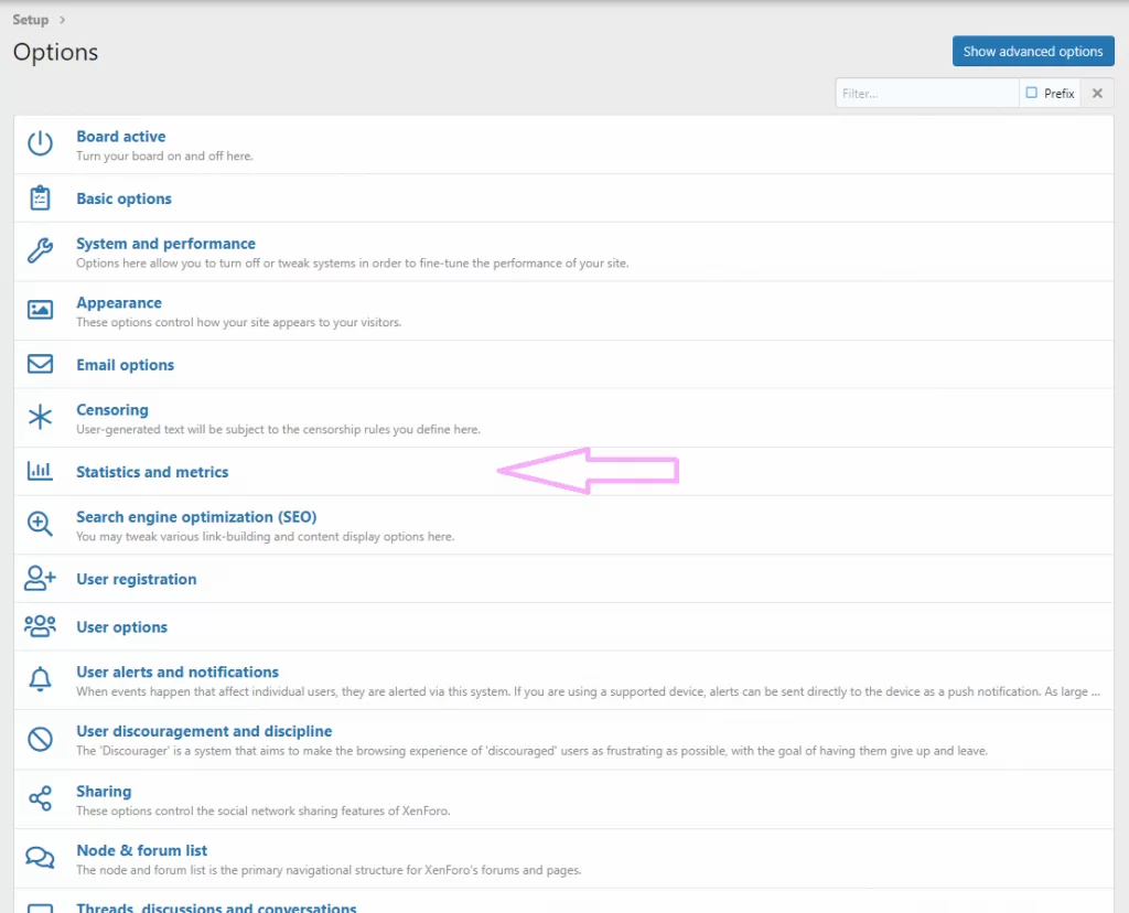 statistics and metrics in xenforo