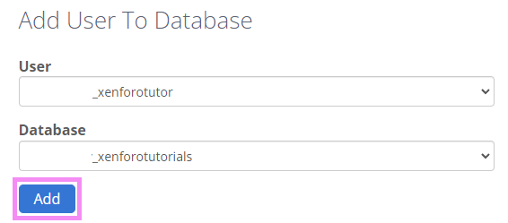 connect mysql user and database