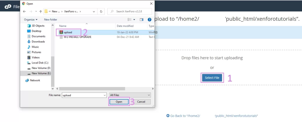 upload xenforo on subdomain