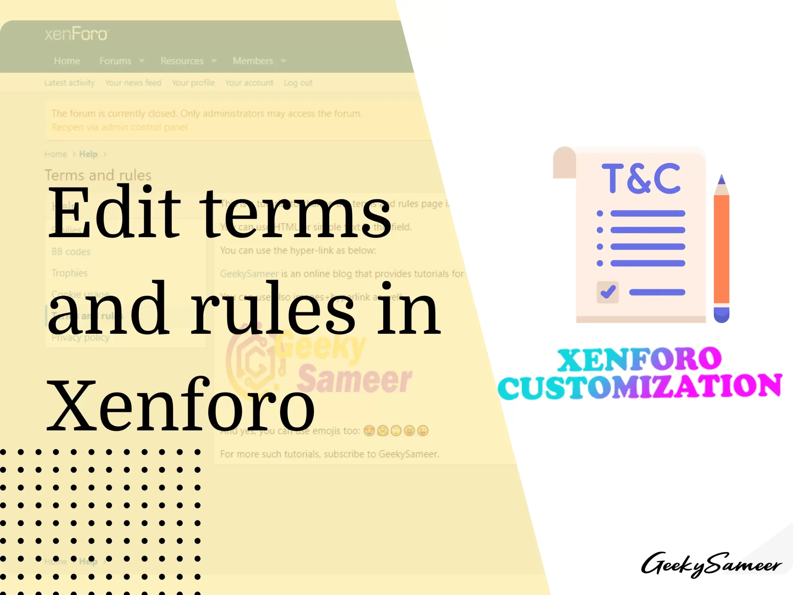 how to edit terms and rules in xenforo