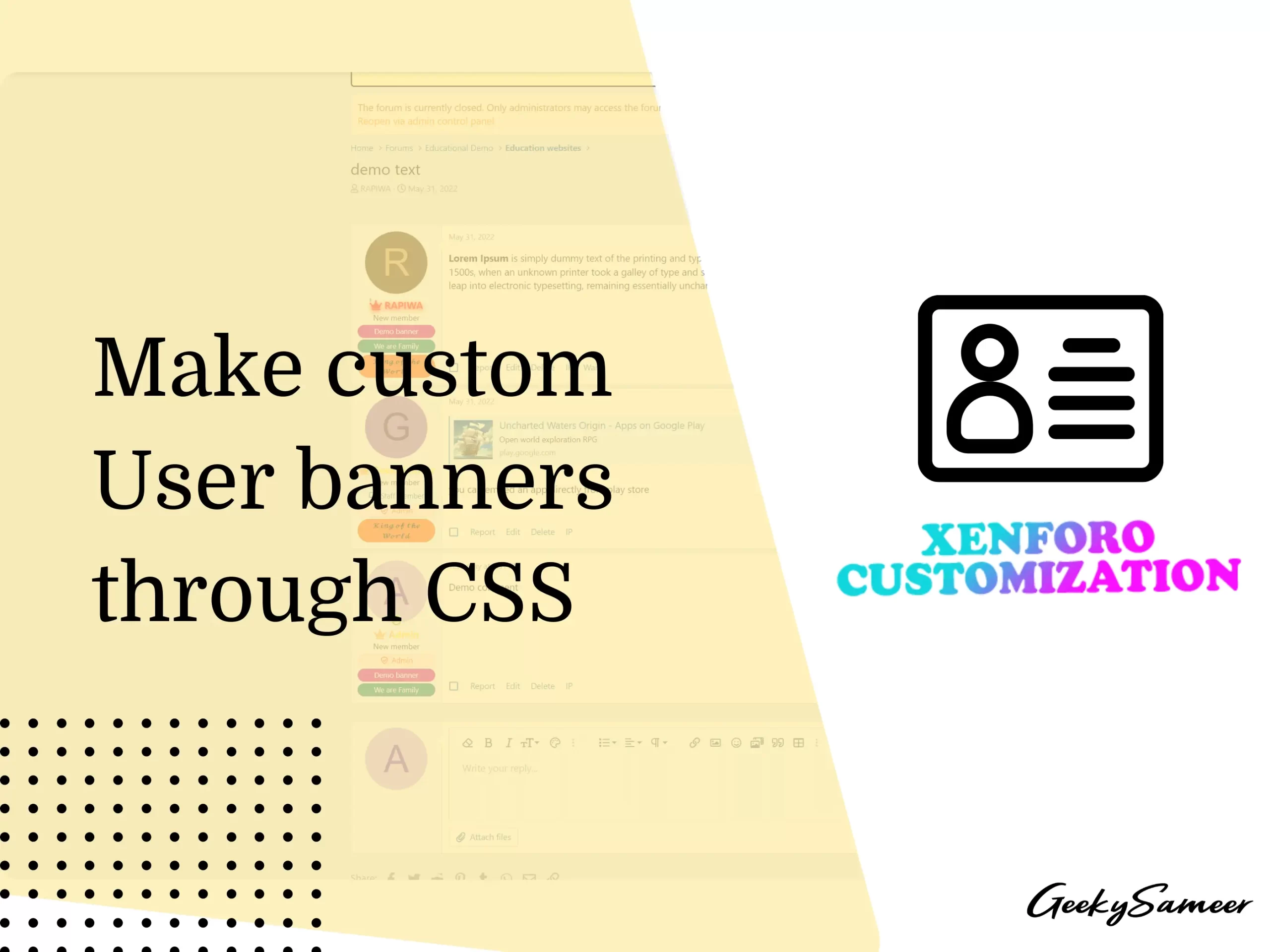 custom user banner styling xenforo CSS