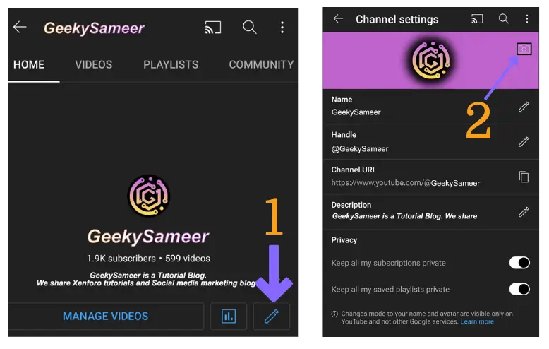 how to upload youtube channel art from mobile