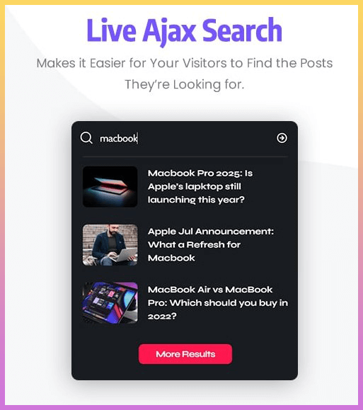 foxiz live search feature