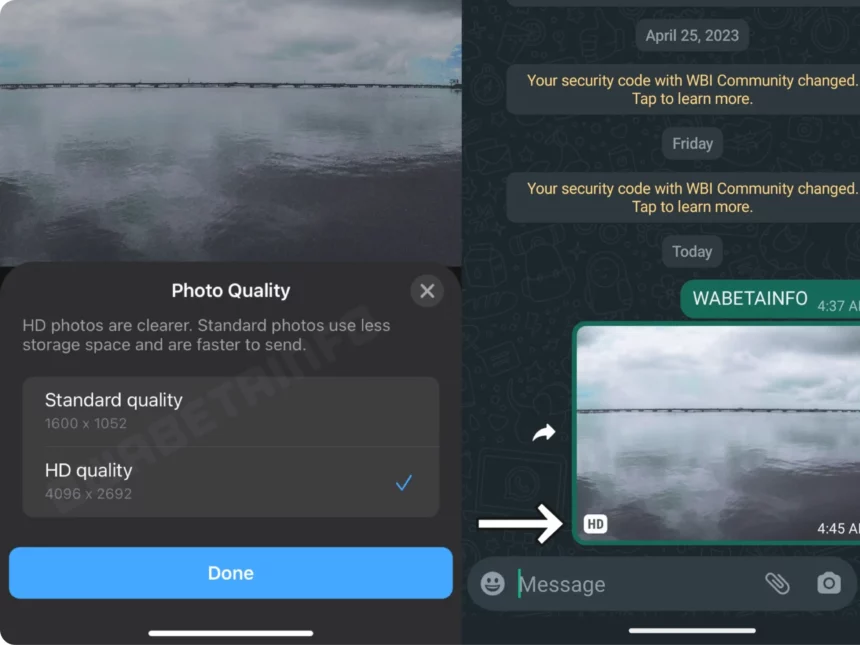 WhatsApp HD photos on iOS and Android beta